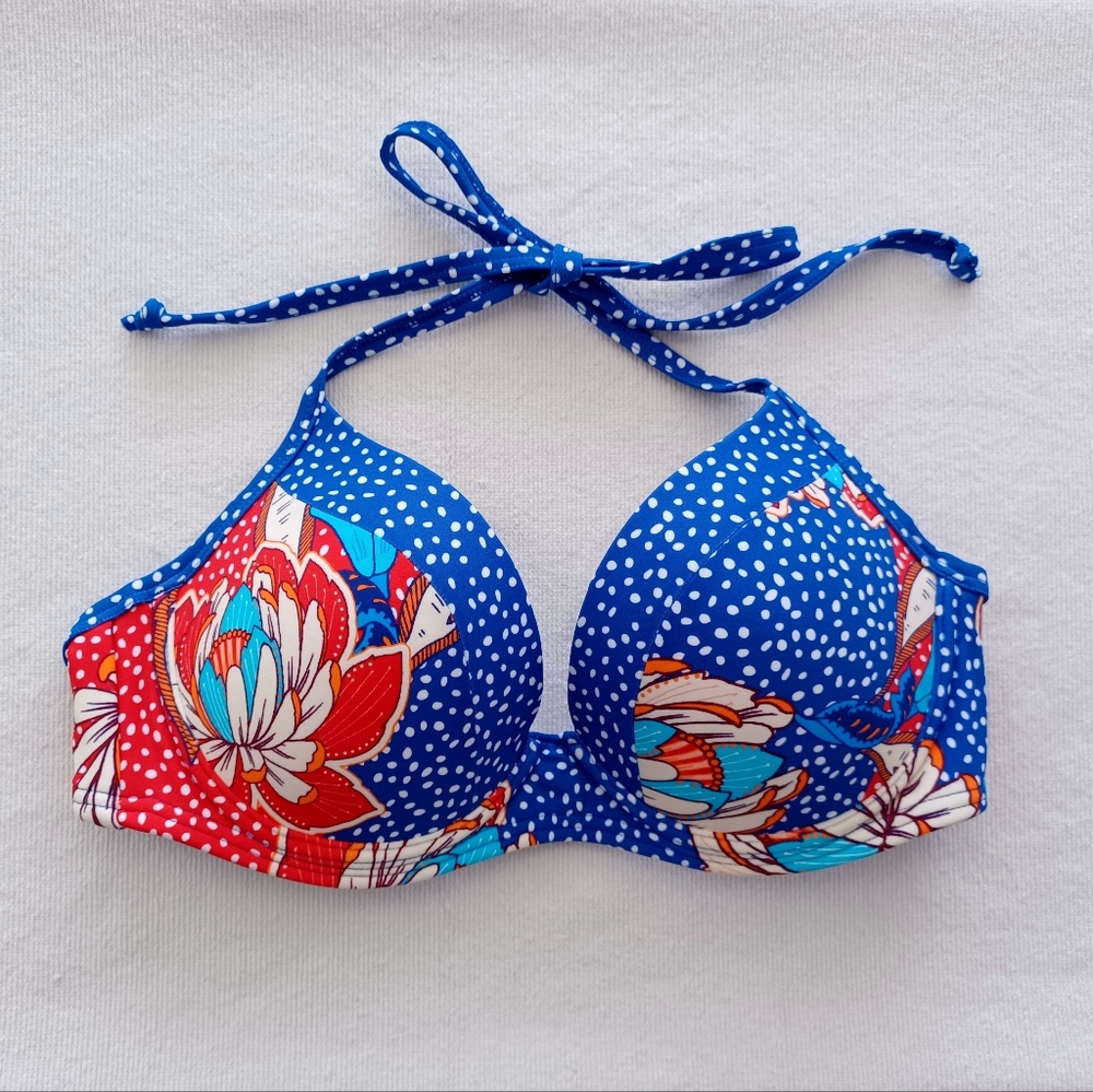 VENUS My Favorite Polka Dot  Floral Print Bikini Top, size B